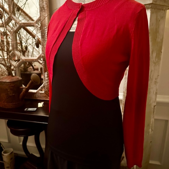 Talbots petite women’s silk solid red one-button cardigan sweater size small EUC - Picture 10 of 11